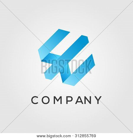 Letter E , W , M On Hexagon Logo Designs