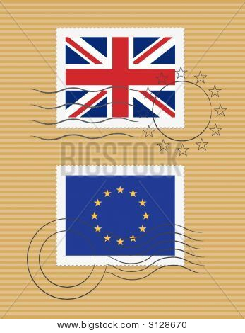 Bandera del Reino Unido y la Unión Europea