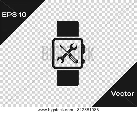 Grey Smartwatch With Screwdriver And Wrench Icon Isolated On Tra