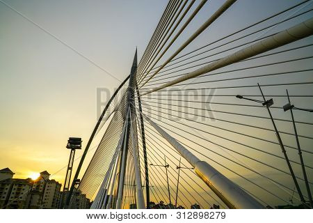 Architecture Of The Wawasan Bridge, Putrajaya During Sunset