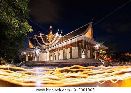 Candle Lit Ceremony Wat Pa Pradu Temple, Rayong Province, Thailand