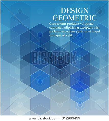 Vector Abstract Geometric Background. Blue Hexagon Shape