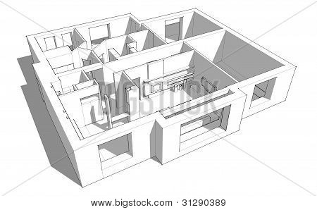 3D lejlighed skitse