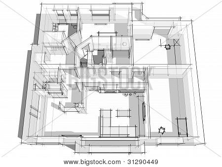 3D lejlighed skitse