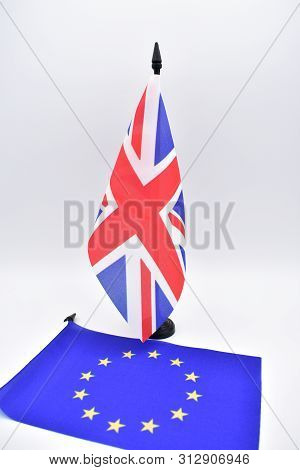 The Brexit And The Flags Of The United Kingdom And The European Union.