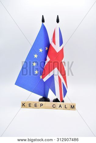 The Brexit And The Flags Of The United Kingdom And The European Union.