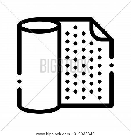 Waterproof Material Napkin Vector Thin Line Icon. Waterproof Material Table-napkin Sudarium Towel, I