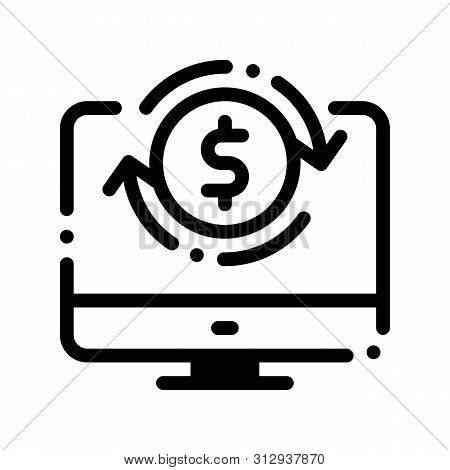 Money Account Verification Vector Thin Line Icon. Online Money Transaction, Financial Internet Banki