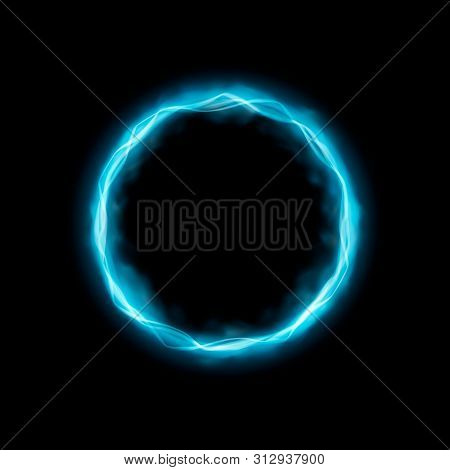 Neon Round Frame With Smoke. Vector Illustration