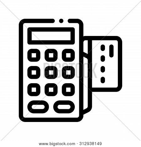Payment Terminal Bank Card Vector Thin Line Icon. Online Transactions, Secure Financial Internet Ban