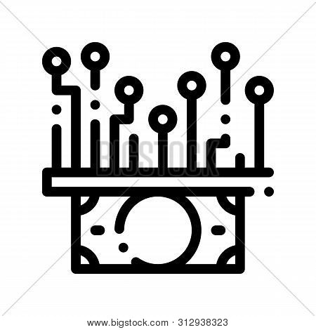 Electronic Money Cash Chip Vector Thin Line Icon. Online Money Transactions, Secure Financial Paymen