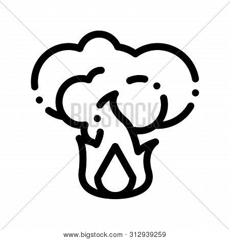 Fire With Smoke Wildfire Thin Line Icon. Conflagration Ecological Fatal Down Environmental Pollution