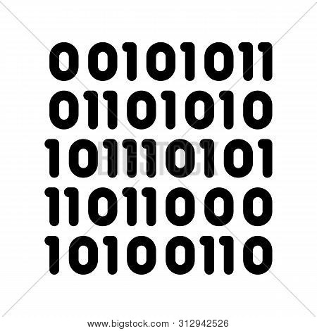 Streaming Binary Code Matrix Thin Line Icon. Computer Code System, Data Encryption Linear Pictogram.