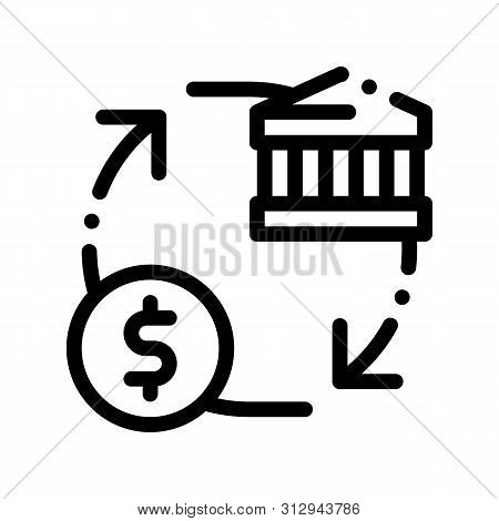 Monetisation Coin Cash Bank Thin Line Icon. Online Bank Transactions, Secure Financial Payment Opera