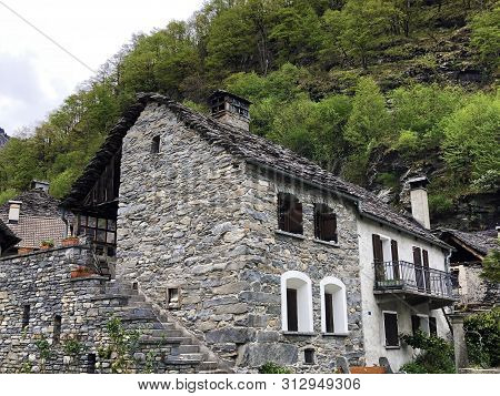 Traditional Architecture And Old Houses Of The Bignasco Village (the Maggia Valley Or Valle Maggia O