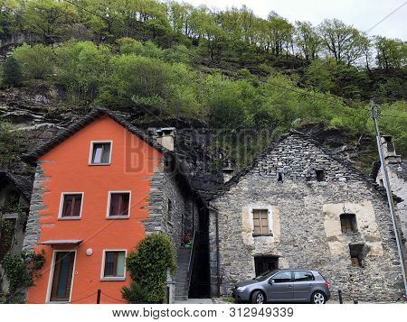 Traditional Architecture And Old Houses Of The Bignasco Village (the Maggia Valley Or Valle Maggia O