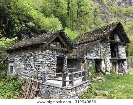 Traditional Architecture And Old Houses Of The Bignasco Village (the Maggia Valley Or Valle Maggia O
