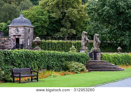 Beautiful Green Gardens Of Pollok Country Park, Glasgow, Scotland, Uk. Outdoors Colored Horizontal I