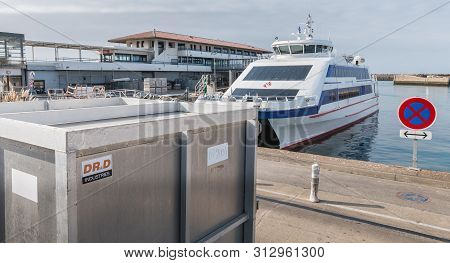 Ferry Yeu Bridge Of The Company Yeu Continent Parked In The Sea Port Of Yeu Island
