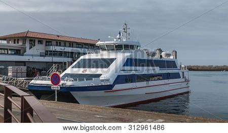 Ferry Yeu Bridge Of The Company Yeu Continent Parked In The Sea Port Of Yeu Island