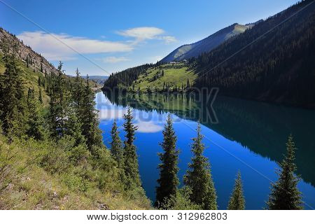 Fantastic View Of The Kolsay Lakes On The North Slope Of The Tian Shan Mountains, Southeast Kazakhst