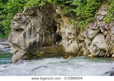 Waterfall  Probiy On The Prut River In The Ukrainian Carpathians
