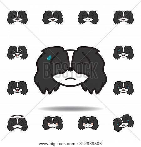 Pekingese Emoji Sweat Multicolored Icon. Set Of Pekingese Emoji Illustration Icons. Signs, Symbols C