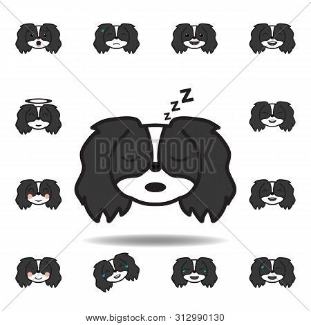 Pekingese Emoji Tired Multicolored Icon. Set Of Pekingese Emoji Illustration Icons. Signs, Symbols C