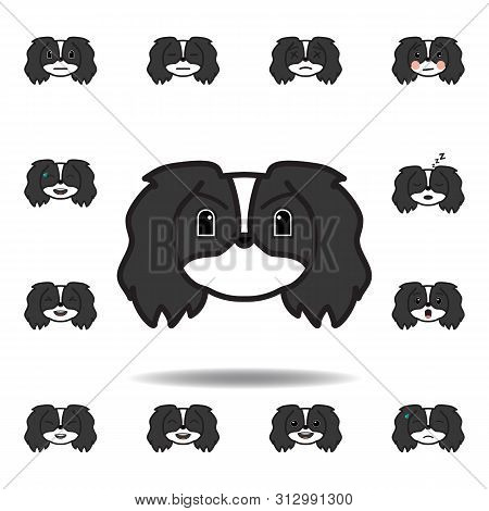 Pekingese Emoji Quilty Multicolored Icon. Set Of Pekingese Emoji Illustration Icons. Signs, Symbols 