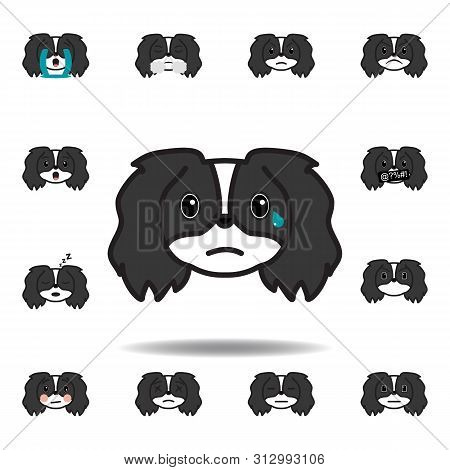 Pekingese Emoji Cry Multicolored Icon. Set Of Pekingese Emoji Illustration Icons. Signs, Symbols Can