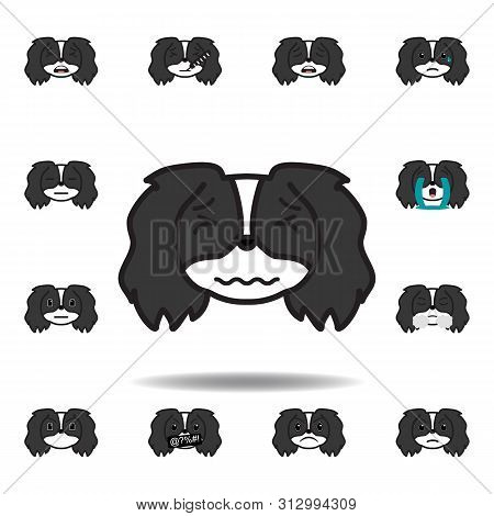 Pekingese Emoji Stressed Multicolored Icon. Set Of Pekingese Emoji Illustration Icons. Signs, Symbol