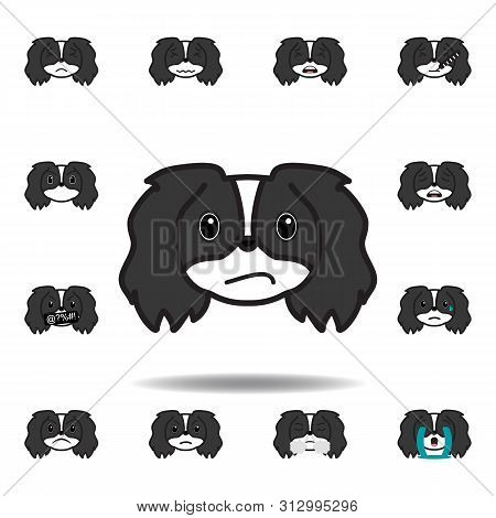 Pekingese Emoji Confused Multicolored Icon. Set Of Pekingese Emoji Illustration Icons. Signs, Symbol