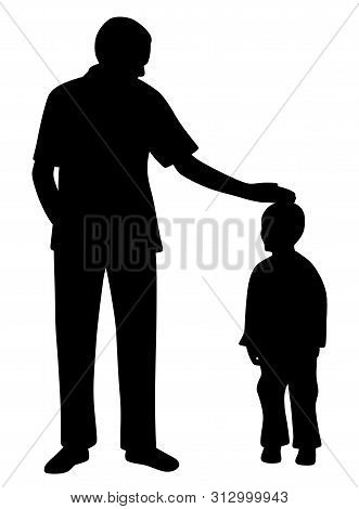 Affectionate Father Caressing His Son. Isolated White Background. Eps File Available.