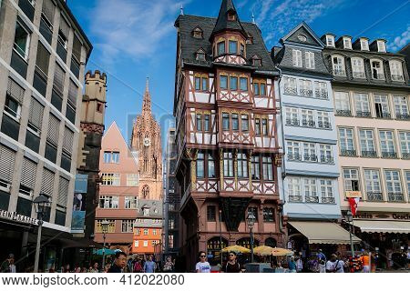 Half-timbered Houses Of Romer Square, Old Town Romerberg, Altstadt, Timber Framed Historical Buildin