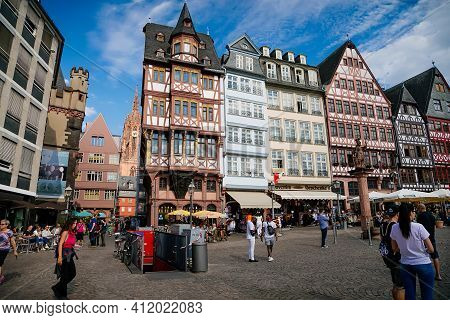 Colourful Half-timbered Houses Of Romer Square, Old Town Square Romerberg, Altstadt, Timber Framed H