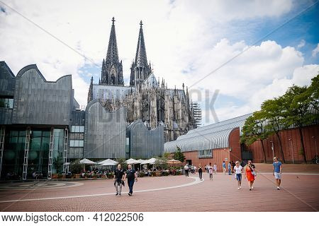 Museum Ludwig With Large Collection Of Modern Art And Cologne Cathedral, Kolner Dom, Roman Catholic 