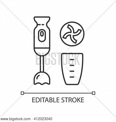 Immersion Blender Linear Icon. Handheld Mixer. Electric Gadget. Small Kitchen Appliance. Thin Line C