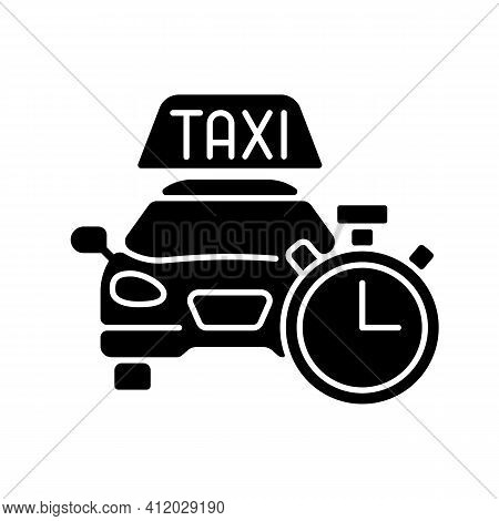 Immediate Availability Black Glyph Icon. The Ability To Quickly Order A Taxi. Affordable Ride. Car I