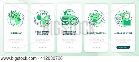 Intermittent Fasting Benefits Green Onboarding Mobile App Page Screen With Concepts. Healthy Diet Wa