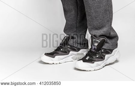 Kiev, Ukraine - January 03, 2021: Men's Casual Sneakers From The New Balance Brand On A Light Backgr