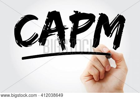 Capm - Capital Asset Pricing Model Acronym With Marker, Business Concept Background