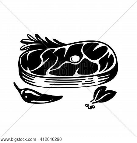 Piece Of Delicious Grill Meat Steak Vector Illustration Sketch