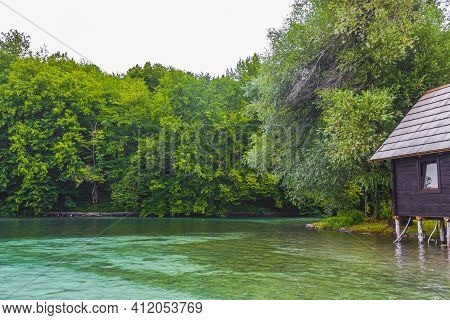 Plitvice Lakes National Park Colorful Landscape Turquoise Water In Croatia.