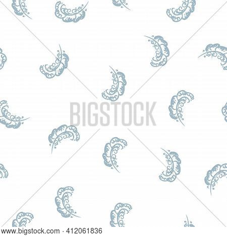 Seamless Pattern With Blue Feathers. Vector Illustration