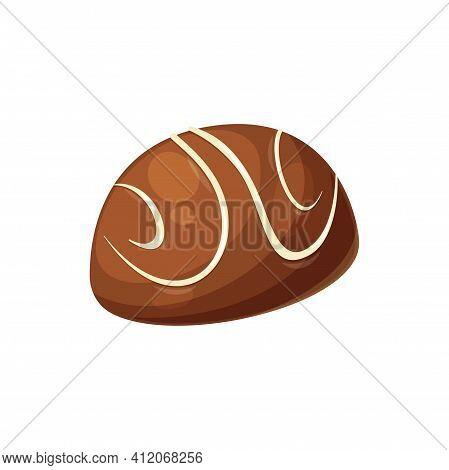 Confectionery Food Product Isolated Sweet Glossy Candy With White Sugar Lines. Vector Homemade Confe