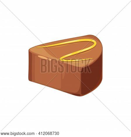 Chocolate Candy With Praline And Ganache Filling Isolated Whole Sweets. Vector Choco Sweets, Confect