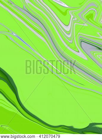 Abstract Fresh Green Color Vertical Background With Waves. Natural Beauty. Modern Design Backdrop Si