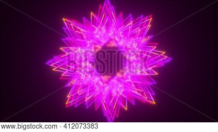 Stars Neon Splines, Computer Generated. 3d Rendering Glowing Background