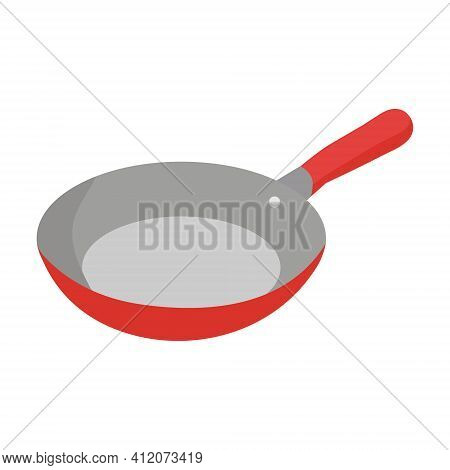 Flat Pan Design In Red Color On White Background