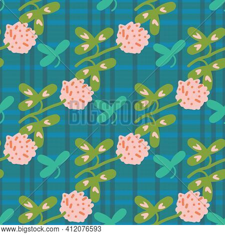 Pink Clover Flowers Seamless Vector Pattern. Decorative Surface Print Design For Farbics, Stationery